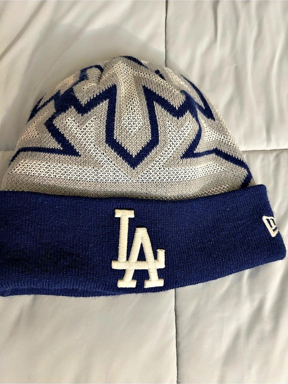 New Era Los Angeles Dodgers MLB Cuffed Knit Beanie Blue & White
